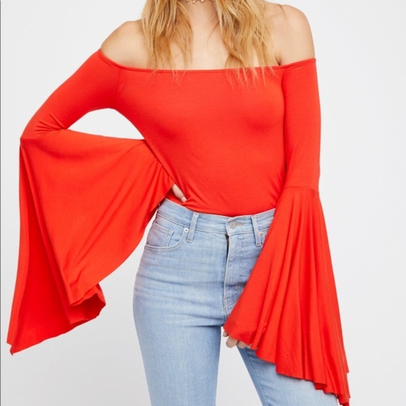 Free People Tops - Free People Birds of Paradise OTS Bell Sleeve Top